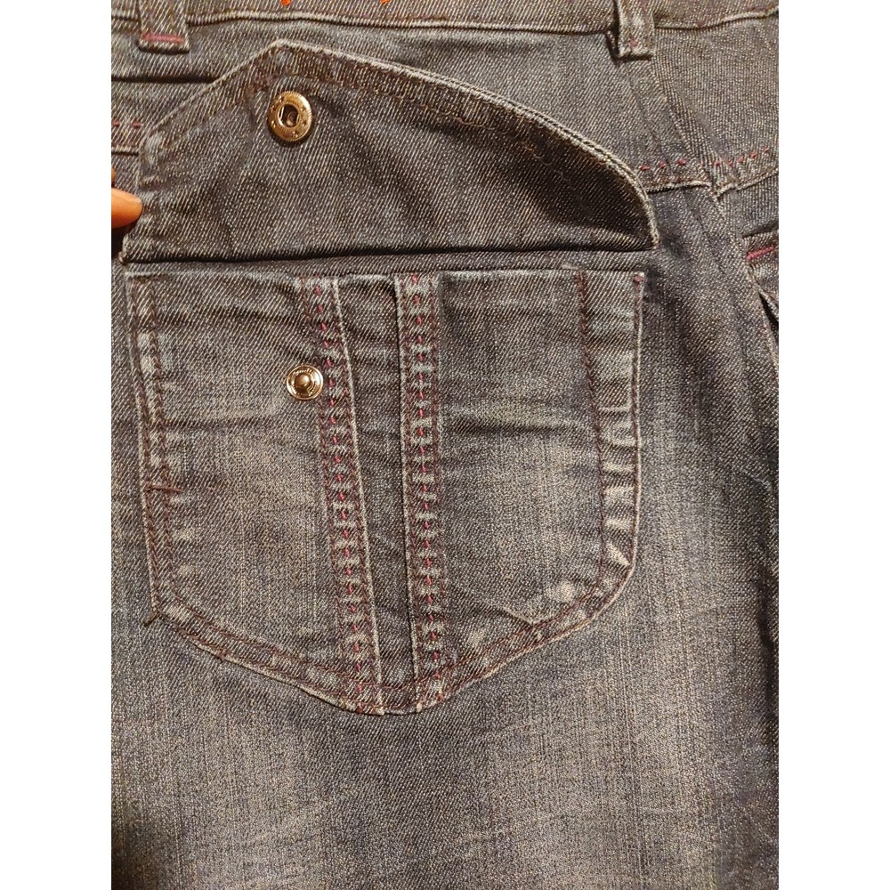 Foxy Jeans Distressed Denim Button Up Jean Skirt Size 13/32 - Picture 6 of 12